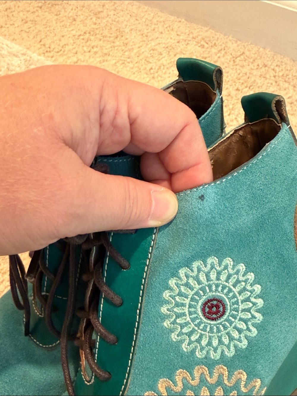 L’Artiste by Spring Step Size 36 US 5.5-6 Rare Westminster Wedge Booties teal - Picture 15 of 17